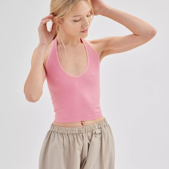 Urban Outfitters Tops - Urban Outfitters Out From Under pink halter crop top - Size M